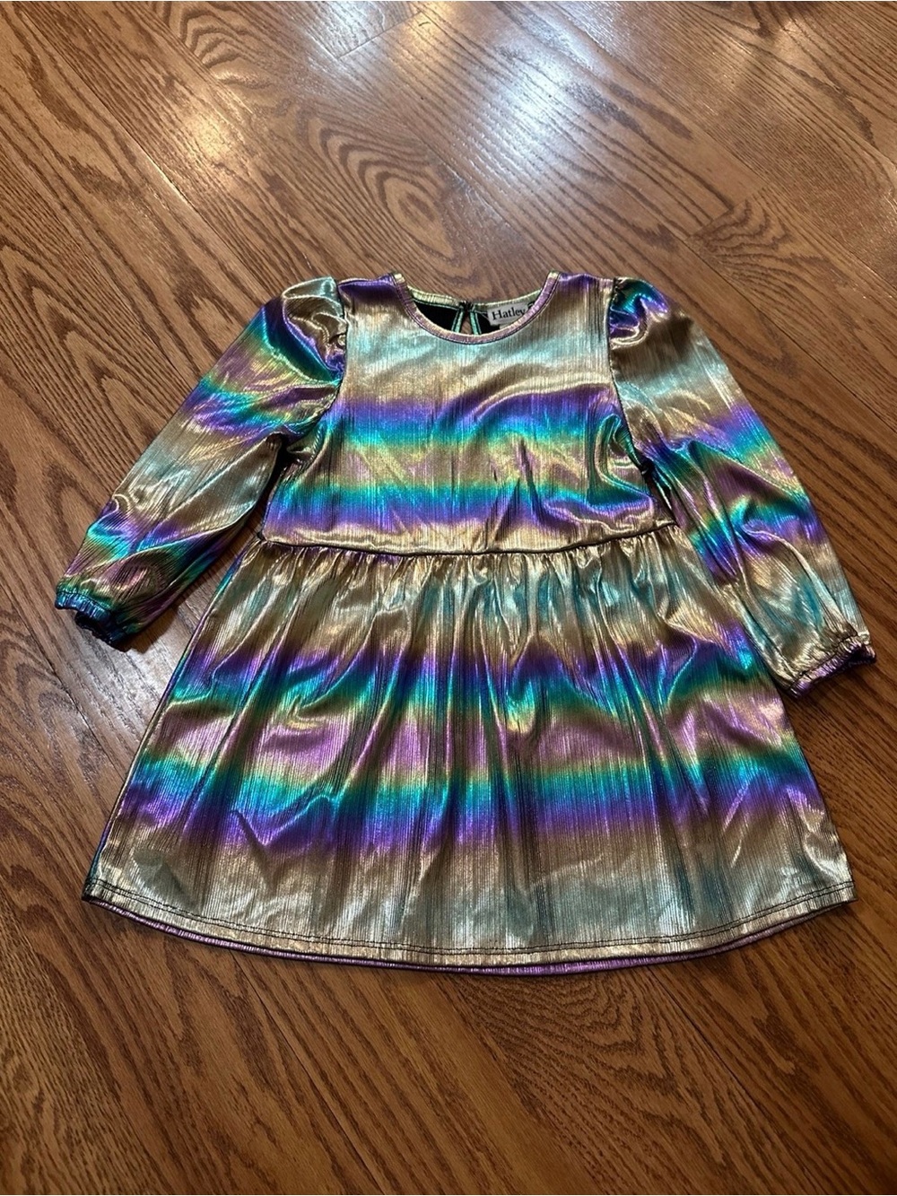 Hatley Rainbow Iridescent Party Dress Girls 4T Long Sleeve